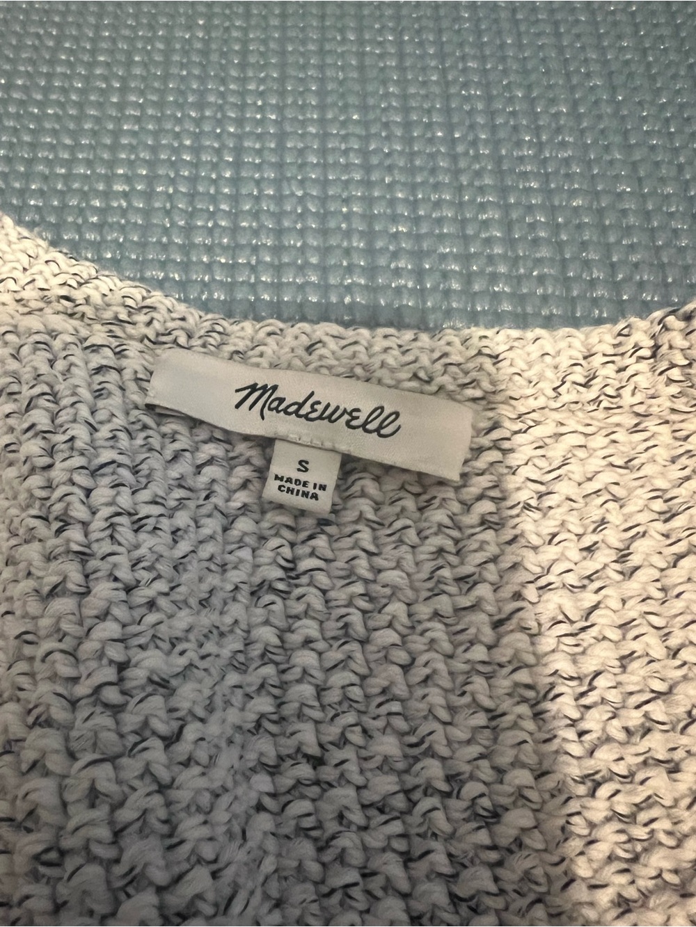 Madewell Light Gray & White Marled Knit Pullover